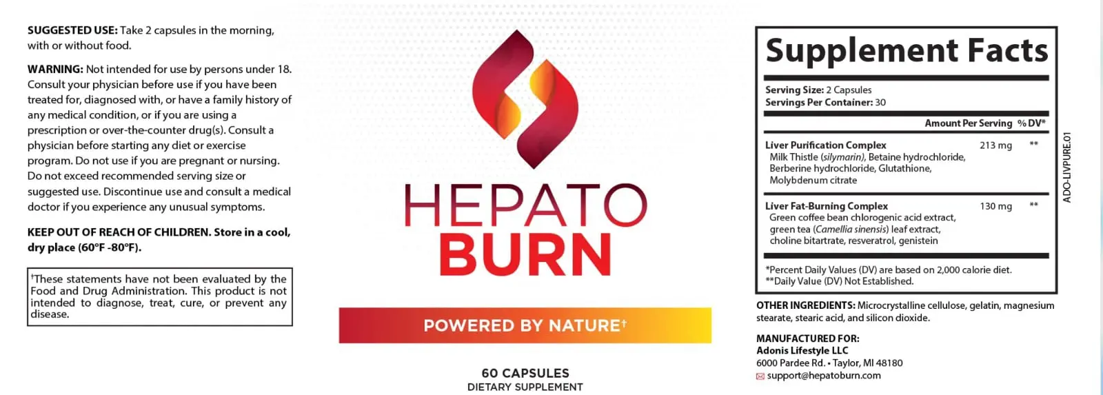 Hepato burn supplement facts